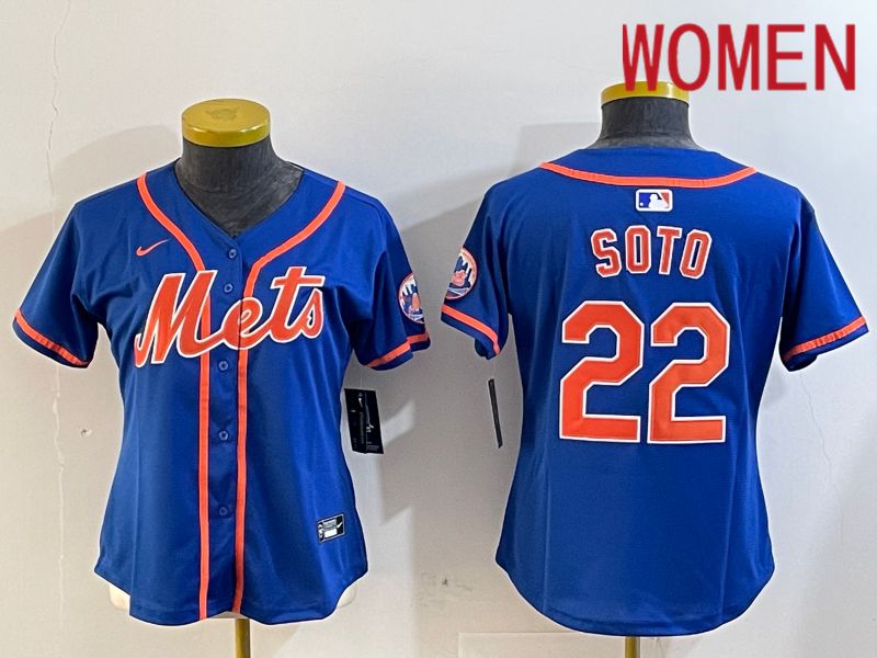 Women New York Mets #22 Soto Blue Game 2024 Nike MLB Jersey style 2->new york mets->MLB Jersey